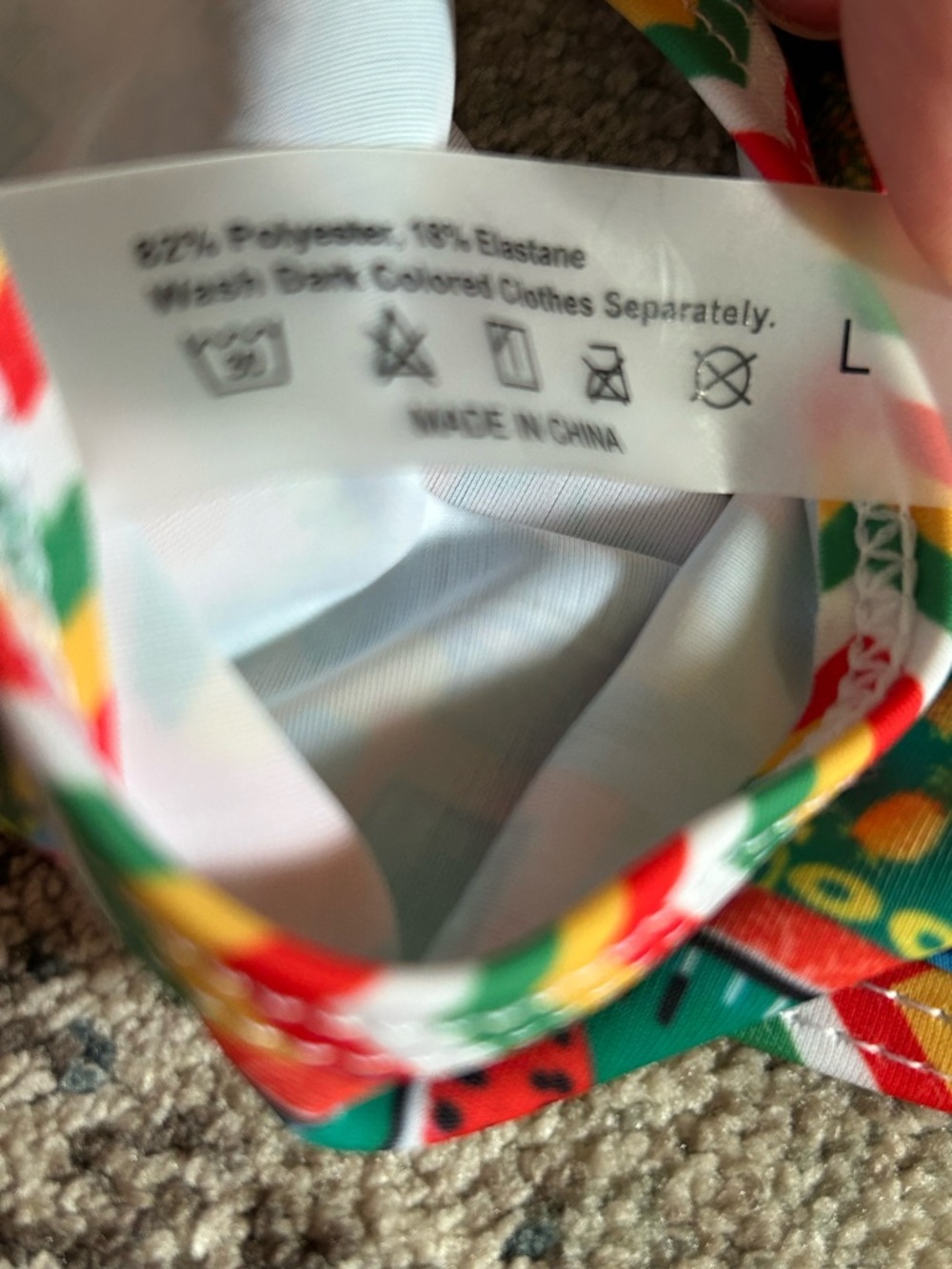 NWOT Fruit Print Triangle Bikini Set Size Large - Picture 10 of 11